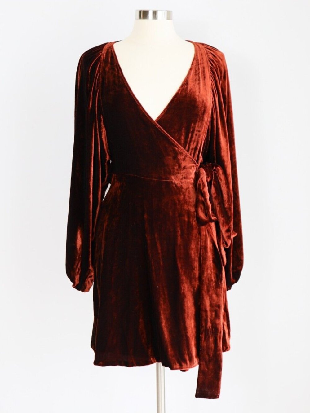 New A.L.C. CARLO VELVET WRAP DRESS COGNAC NWT SIZE 6 RETAIL $695